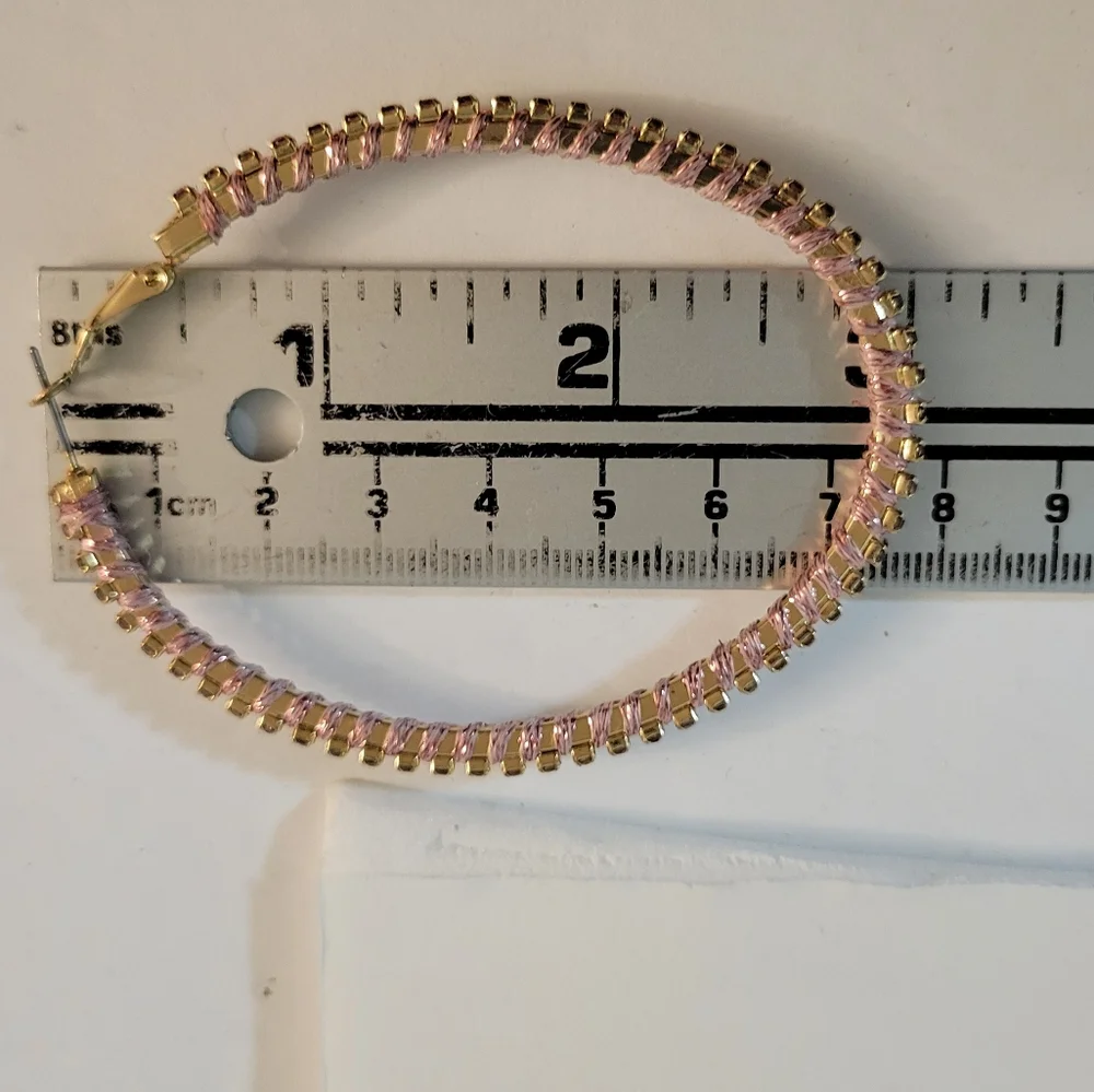 Oval Hoop Earrings wrapped with Crystals